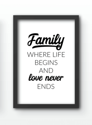 Funny Wall Art Prints - Family Where Life Begins and Love never Ends